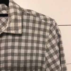 J.Crew Grey and white ‘Boyfit’ button down tunic.